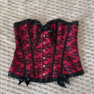 Elegant Red and Black Lace Corset
